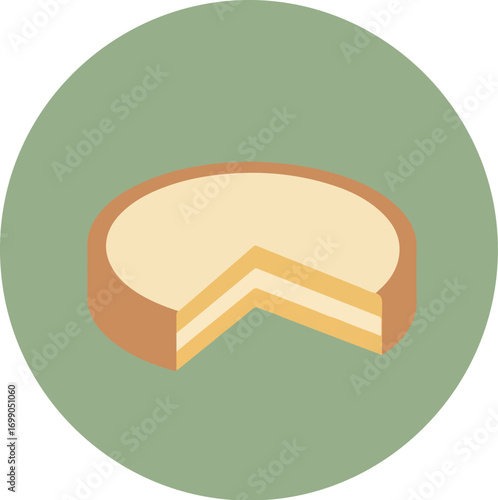 Minimalist flat design illustration of a single slice of bread with a soft light beige gradient and darker orange crust on a muted green background