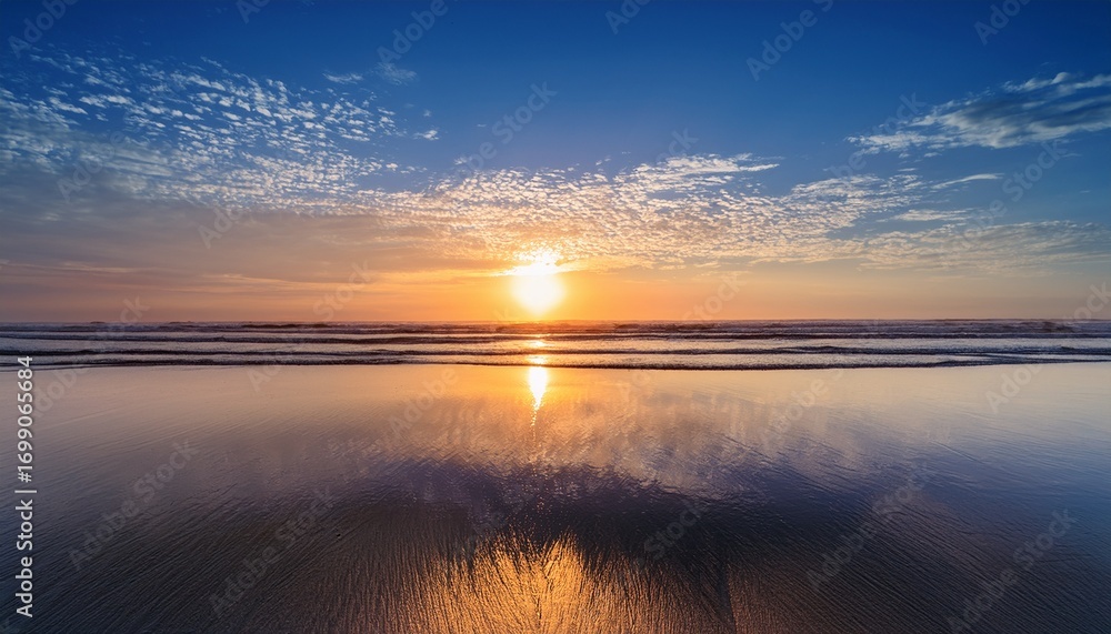 Obraz premium sunrise reflection mirror shows vibrant dawn symbolizing hope renewal and self discovery