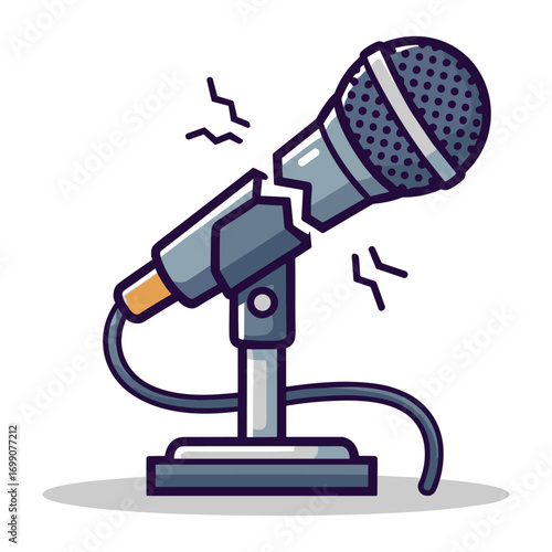 Broken Microphone Illustration Failure Concept Creative Content Creation Radio Audio Equipment