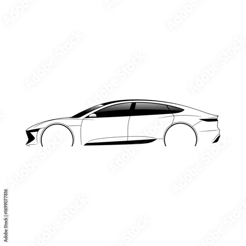 Sleek Electric Car Design Futuristic Automotive Illustration