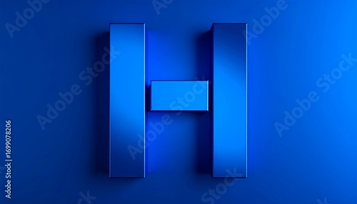 Bold blue letter H on a deep blue background