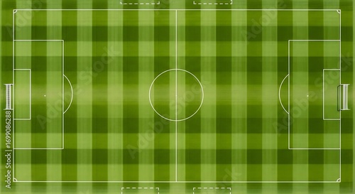 Soccer Field A bird's-eye view of a meticulously maintained football pitch, ready for a match