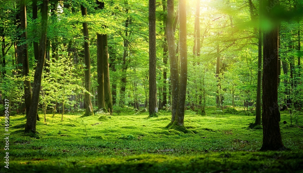 Fototapeta premium beautiful green summer forest spring background backdrop