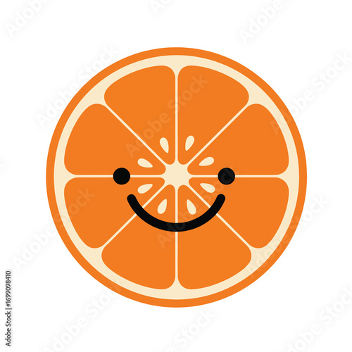 A cartoon orange slice with a smiling face