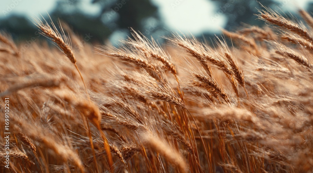 Fototapeta premium Golden wheat field in the breeze