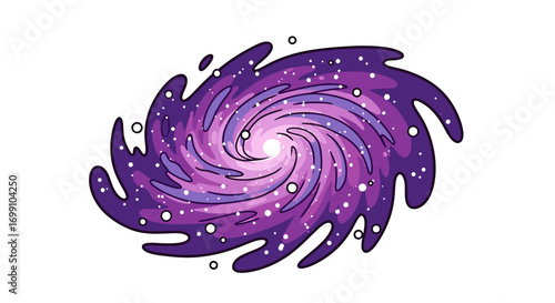 Swirling Cosmic Galaxy with Purple Hues on a White Background