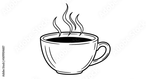 Hot coffee drawing on a white background in minimalist style