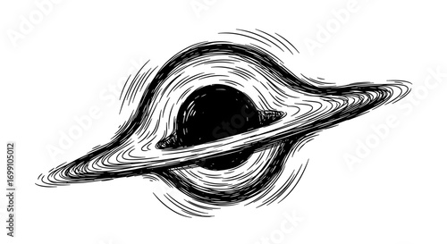 Artistic Black Hole Illustration Isolated on White Background