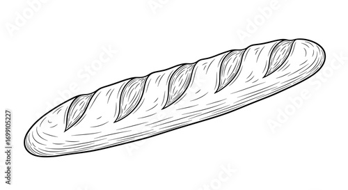 Crisp and Clean Line Art Illustration of Freshly Baked Bread
