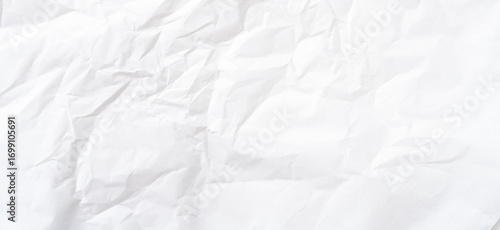 Bilde på lerret Top view and full frame of wrinkled or crumpled white paper texture used as crum