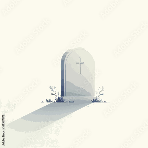 tombstone with a simple and minimalist flat design using a white background