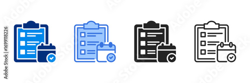 Planning Icon Set Multiple Style Vector Illustration 