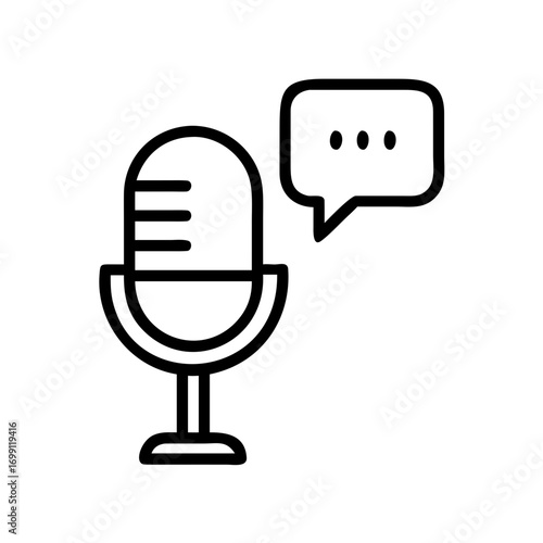 Audio Microphone with Conversation Bubble Icon for Web and Graphic Design