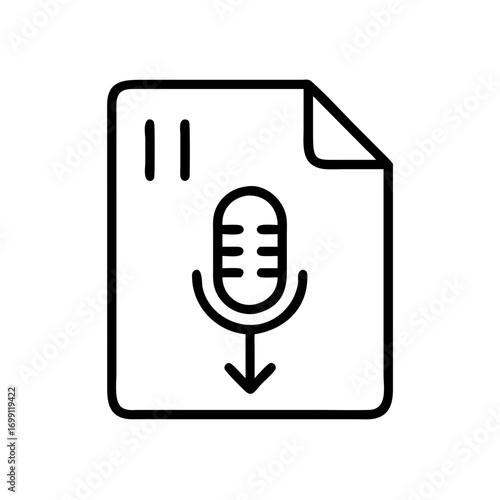 Audio File Downloading Podcast Episode Icon for Web and Graphic Design