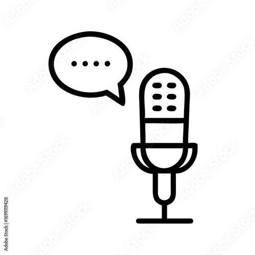 Audio Microphone with Conversation Bubble Icon for Web and Graphic Design