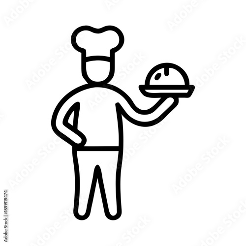 Baker Holding Tray with Bread Icon for Web and Graphic Design
