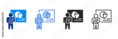 Presentation Icon Set Multiple Style Vector Illustration 