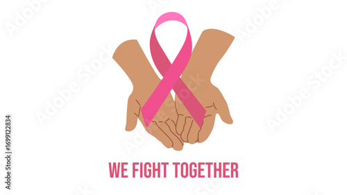 Breast Cancer Awareness Month. Pink ribbon symbol. Design postcard, banner, poster, and social media post. Vector illustration.