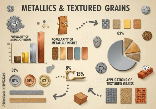 Detailed Infographic of Metallics and Textured Grains Popularity and Applications