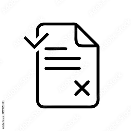 Document with X Mark for Deletion Icon for Web and Graphic Design
