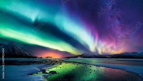 abstract aurora borealis with northern lights