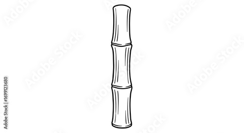 Simple Black and White Bamboo Stalk Illustration on White