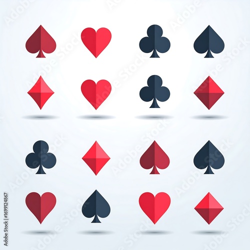 Set of flat design playing card suits