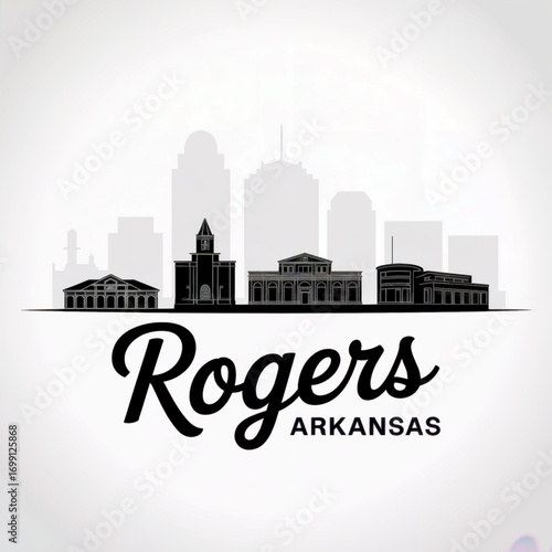 Schilderij op canvas Rogers Skyline Silhouette — Arkansas Ozarks City Vector Illustration