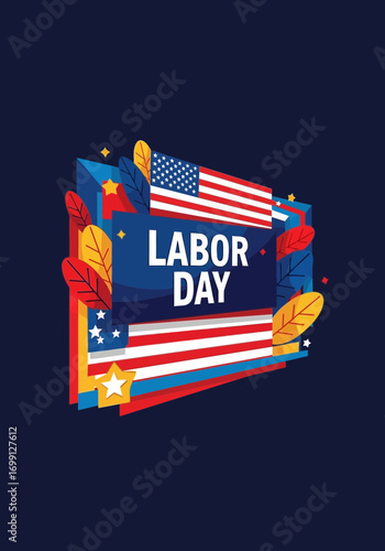 Vibrant Labor Day Celebration Illustration with American Flag Elements and Festive Decorations