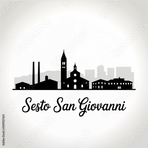 Sesto San Giovanni Italy Skyline Silhouette — Historic Industrial City of Lombardy Vector Illustration