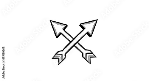 Crossed Arrows Symbolizing Direction, Guidance, or Opposition on a Plain Background