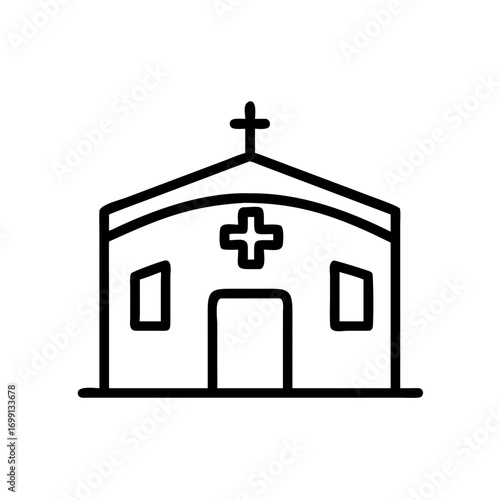 Military Hospital Cross Building Icon for Web and Graphic Design