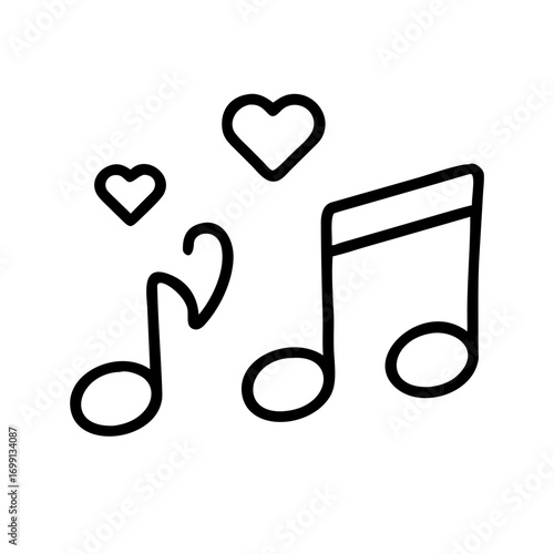 Music Note Romantic Love Song Icon for Web and Graphic Design