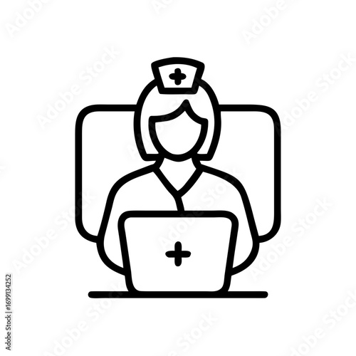 Nurse Teaching Healthcare Online Icon for Web and Graphic Design