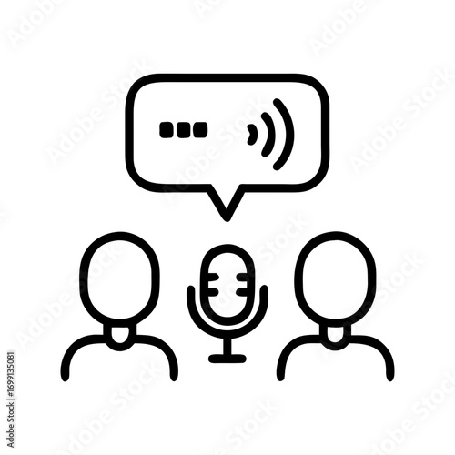 Podcast Conversation Group Discussion Icon for Web and Graphic Design