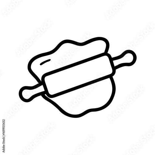 Rolling Pin with Dough Flattening Icon for Web and Graphic Design