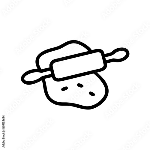 Rolling Pin and Dough Preparation Icon for Web and Graphic Design