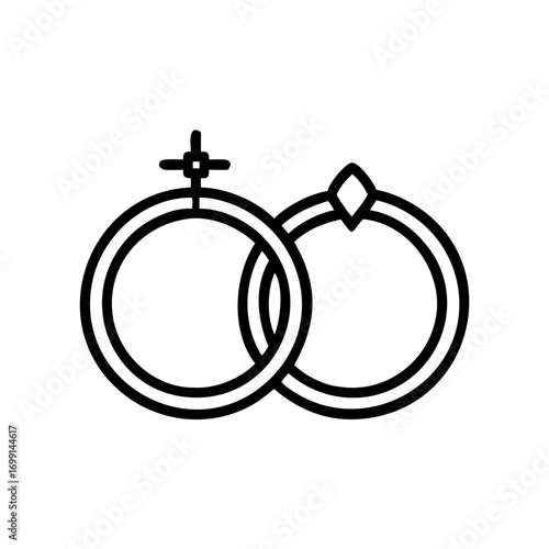 Wedding Rings Compass Direction Icon for Web and Graphic Design