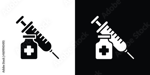 Vaccine vial icon symbol infographics website design, logo, app, UI