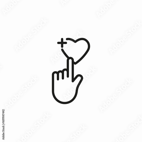 hand touching heart icon sign vector