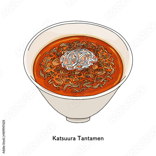 千葉名物　勝浦タンタンメンのイラスト＿線画