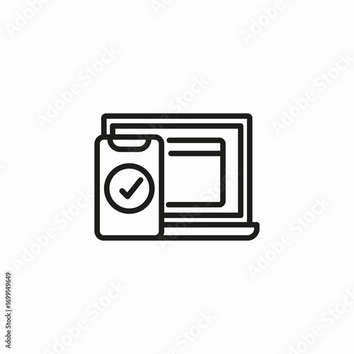phone laptop sync icon sign vector