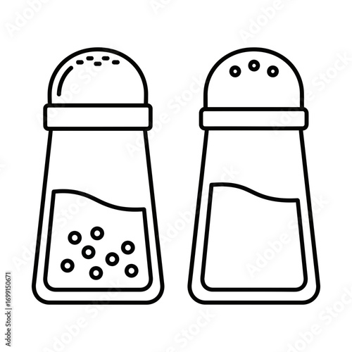 salt and pepper shakers line icon symbolizing condiment containers and tableware
