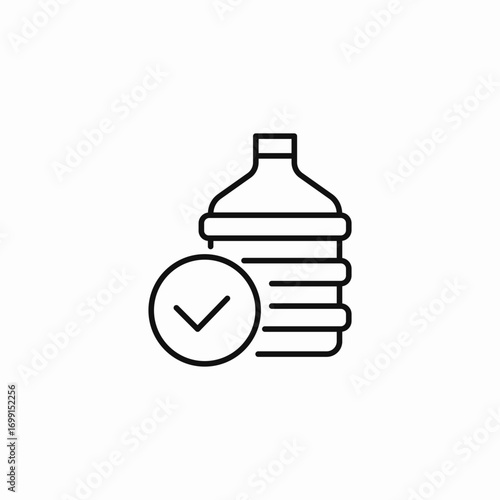 water jug checked icon sign vector