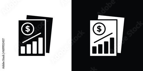 Financial report icon symbol infographics website design, logo, app, UI