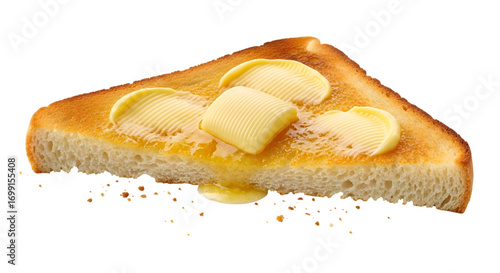 Buttered Toast Slice isolated on white background