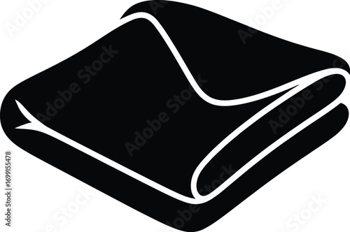 Simple black folded blanket icon or symbol