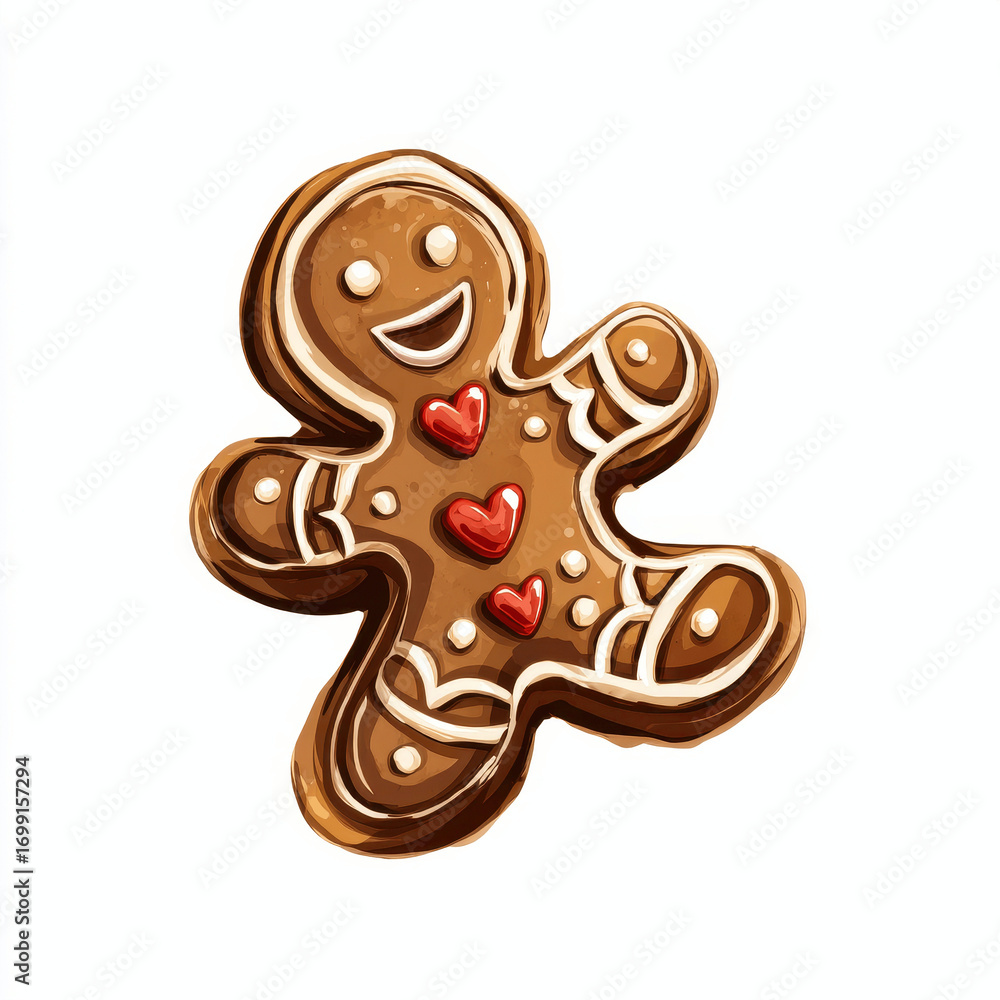 Fototapeta premium Joyful Gingerbread Man Cookie - Christmas Festive Treat Illustration