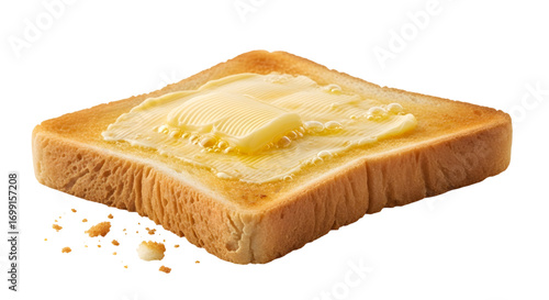 Buttered Toast Slice isolated on white background