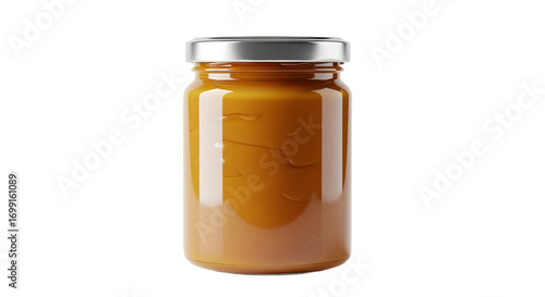 Caramel Spread in Glass Jar isolated on white background